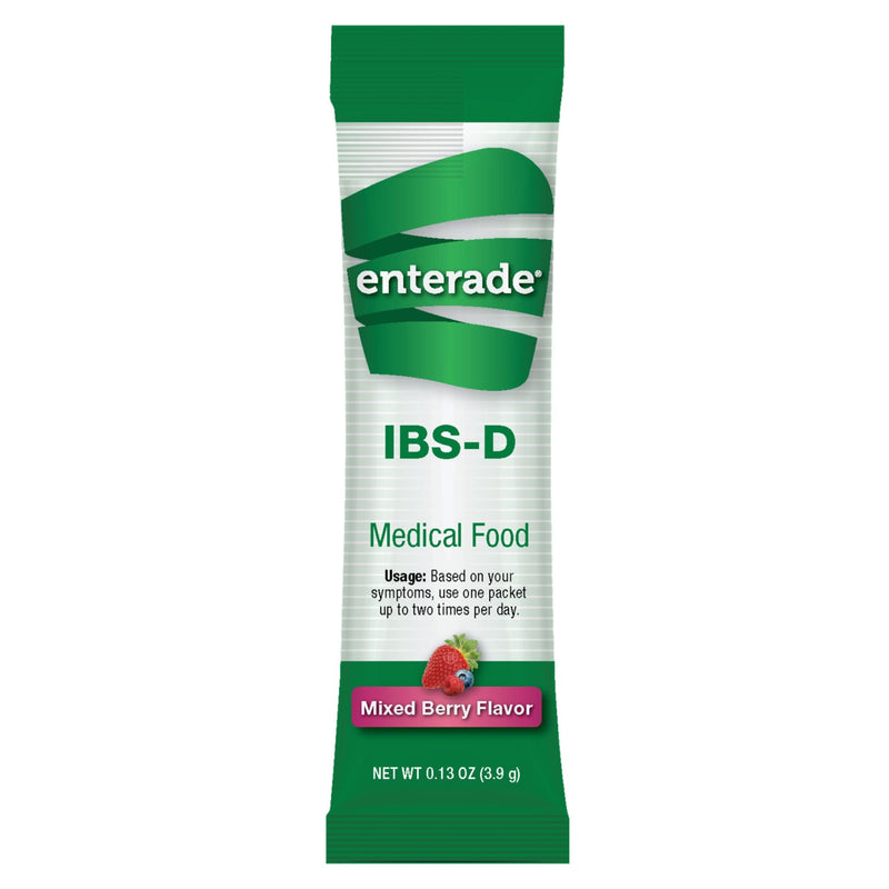 enterade IBS-D Dietary Support Medical Food, Mixed Berry, Single Serve Packets (Case of 8 Sleeves)