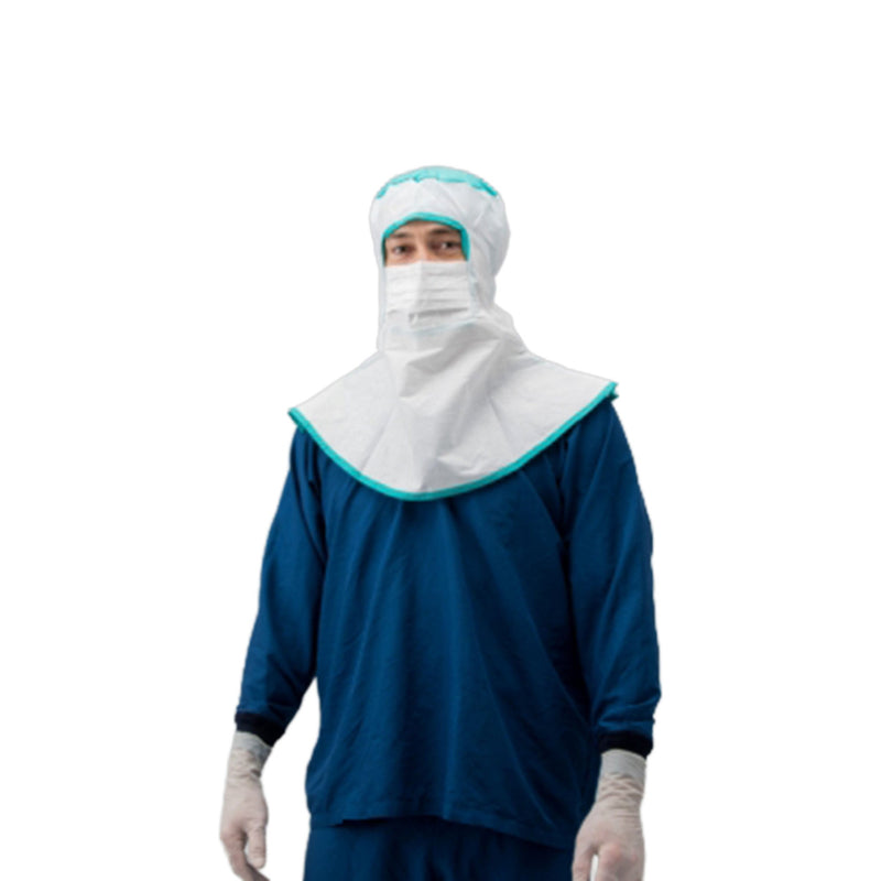 Protective Hood with Mask Large / X-Large Green / White Pull On Closure (Case of 100)