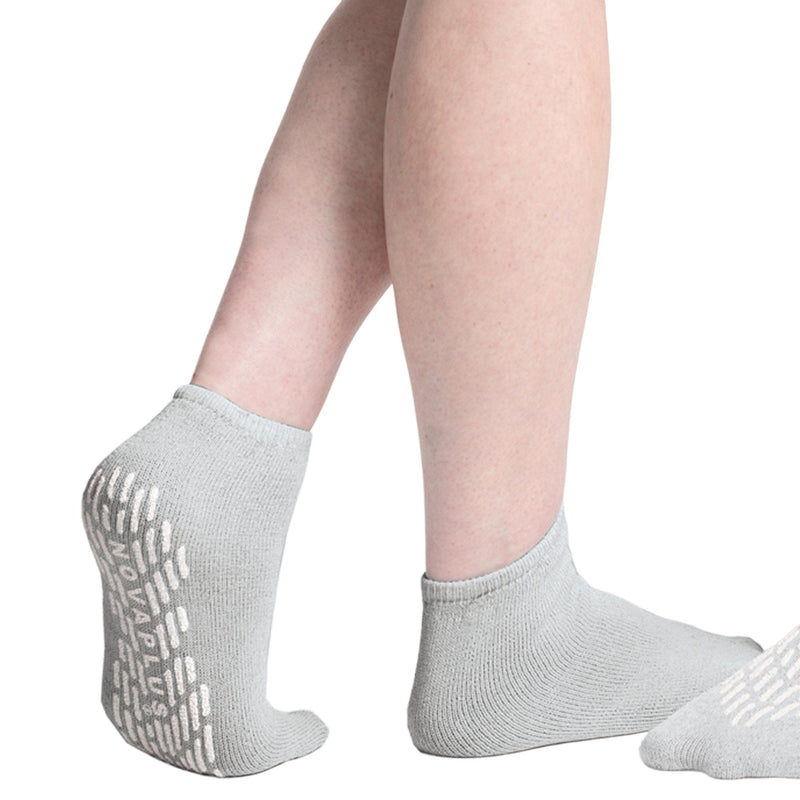 Slipper Socks Novaplus Unisex Adult X-Large Double Tread Single Patient Use Gray (48/BX) 
