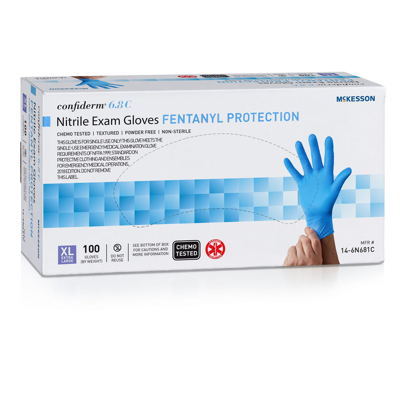 McKesson Confiderm 6.8C Nitrile Exam Glove, X-Large, Blue (Case of 1000)