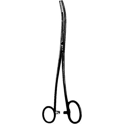Sklar Black Laser Bozeman-Douglas Uterine Dressing Forceps - 10-1/4", 'S'-Curved, with One Large Finger Ring - 90-2342
