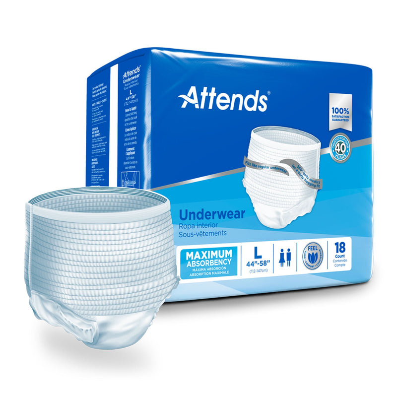 Attends Care Adult Absorbent Underwear, Heavy Absorbency, Large, White (Case of 100)