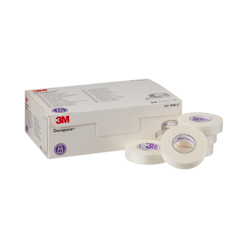 Solventum Corporation 3M Durapore Silk-Like Cloth Medical Tape, 1/2 Inch x 10 Yard, White (240/CS) 