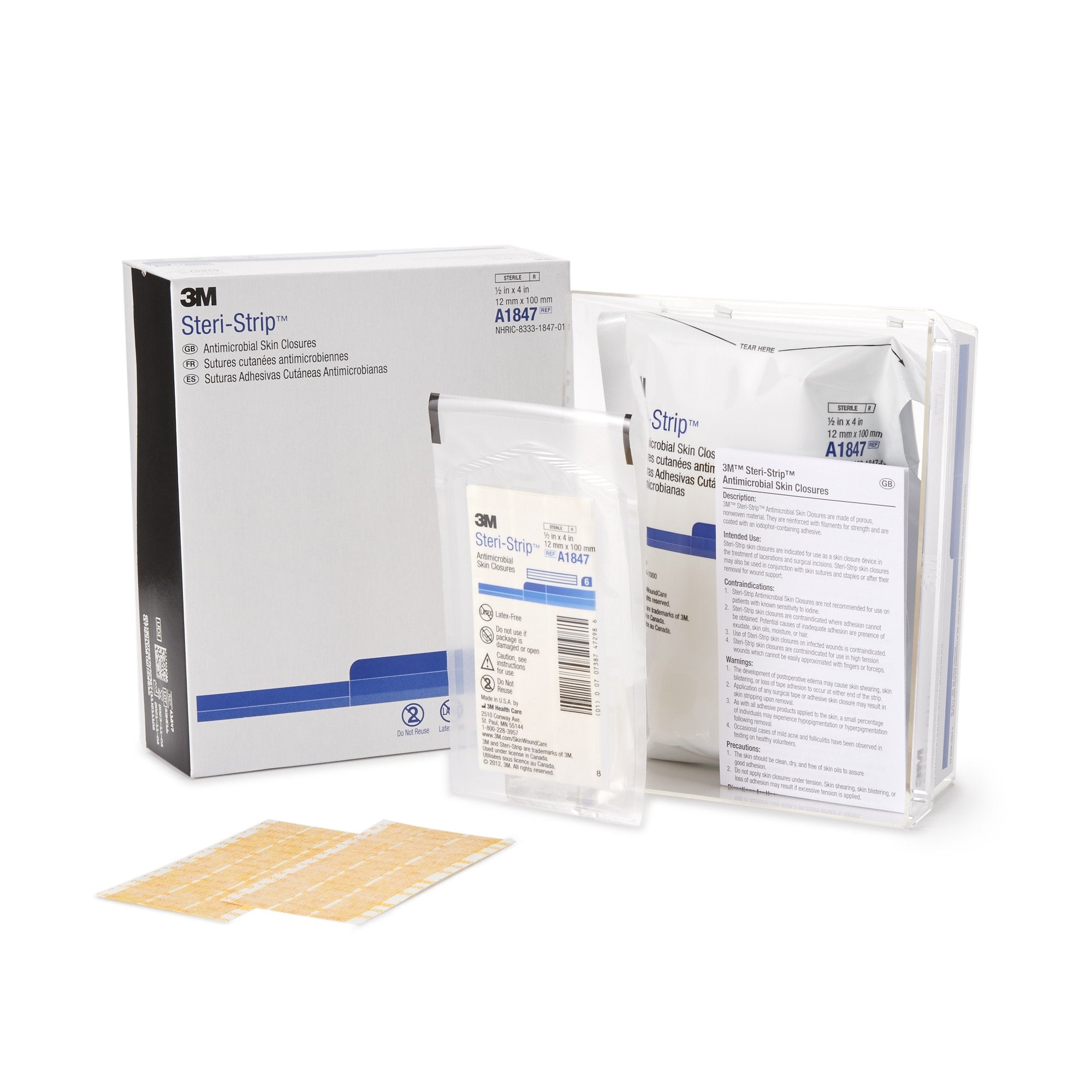 Solventum Corporation 3M Steri-Strip Antimicrobial Skin Closure Strip, 1/2 x 4 Inch (200/CS) 