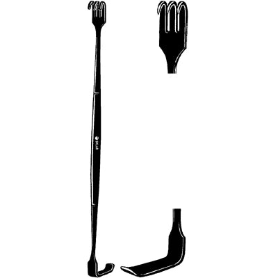 Sklar Black Laser Senn Retractor - 6", Sharp Prongs - 90-1057