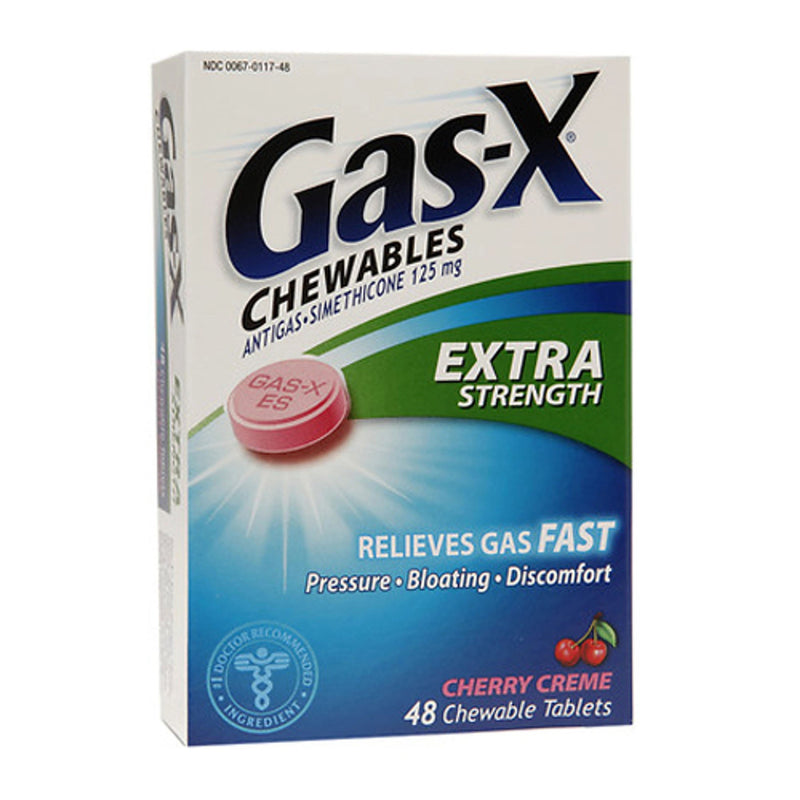 Gas-X 125 mg Chewable Tablets Extra Strength, Cherry Creme (Bottle of 48)