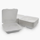 Medd Max LLC 3 Compartment Clamshell Food Container Medd Max LLC 8 X 8 Inch White Compostable Bagasse (200/CS) 