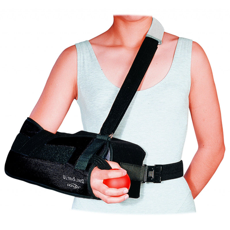 Sling with Abduction Pillow DonJoy UltraSling II Large Nylon / Polyester / Polyurethane Foam / Terry Cloth Buckle Closure / Hook and Loop Strap Closure Left or Right Arm (Each)