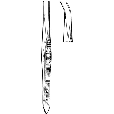 Sklar LiteGrip Iris Dressing Forceps - 4", Half-Curved, Serrated - 66-2942