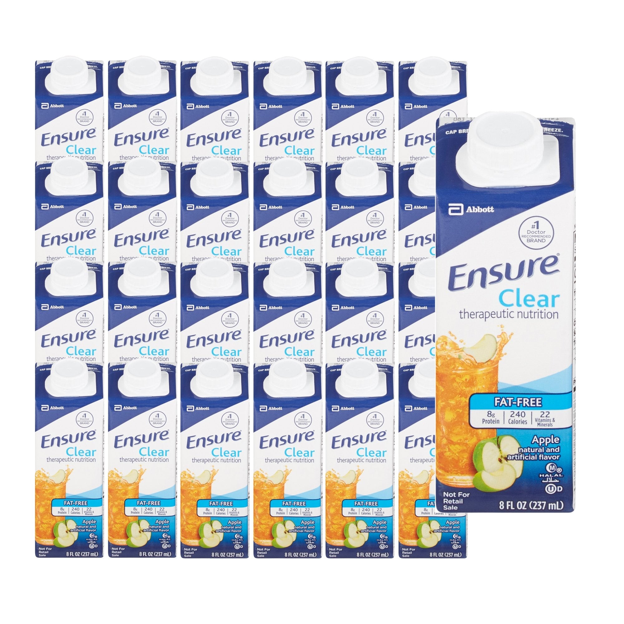 Abbott Nutrition Ensure Clear Therapeutic Nutrition, Apple, 8-ounce carton (24/CS) 