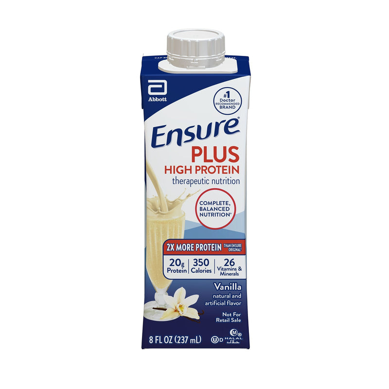 Abbott Nutrition Ensure Plus High Protein Therapeutic Nutrition Shake, Vanilla, 8-ounce carton (24/CS) 