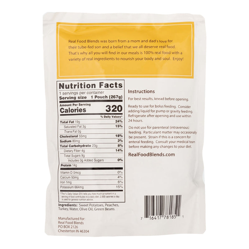 Real Food Blends Turkey, Sweet Potatoes & Peaches Puree Blend for Tube Feeding 