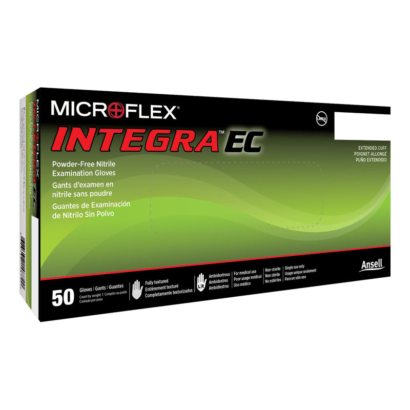 Integra EC Nitrile Extended Cuff Length Exam Glove, Large, Blue (Case of 500)