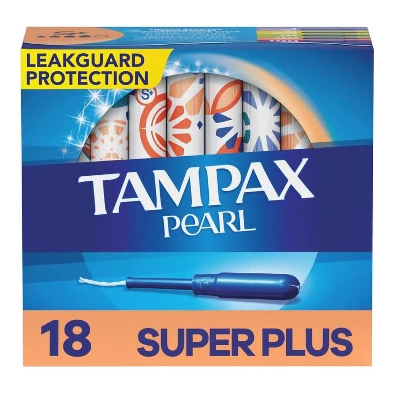 Tampax Pearl Tampons Super Plus Absorbency Unscented (Box of 18)