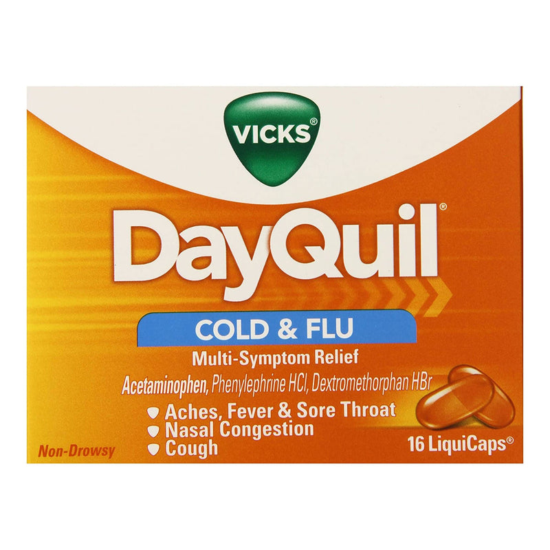 Vicks DayQuil Cold & Flu Multi-Symptom Relief LiquiCaps (Box of 16)