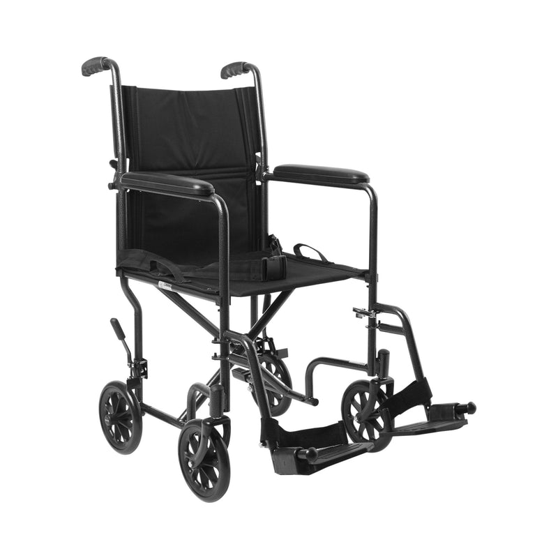 McKesson Brand McKesson Lightweight Transport Chair, Black with Silver Vein Finish 