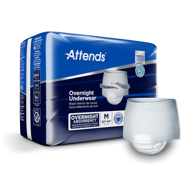 Attends Overnight Underwear with Extended Wear Protection, Medium (Case of 64)