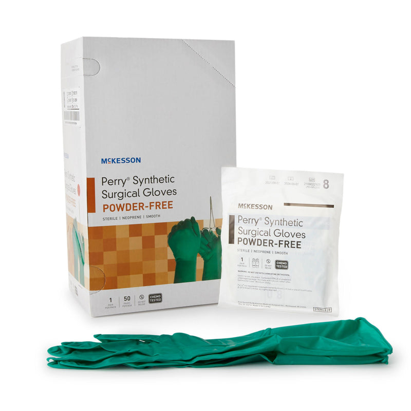McKesson Perry Performance Plus Polychloroprene Surgical Glove, Size 8, Green (Case of 4 Boxes)