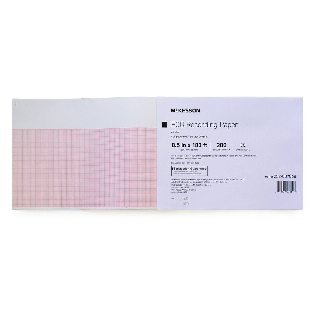 Recording Chart Paper McKesson Z-Fold Red Grid (Case of 2000)