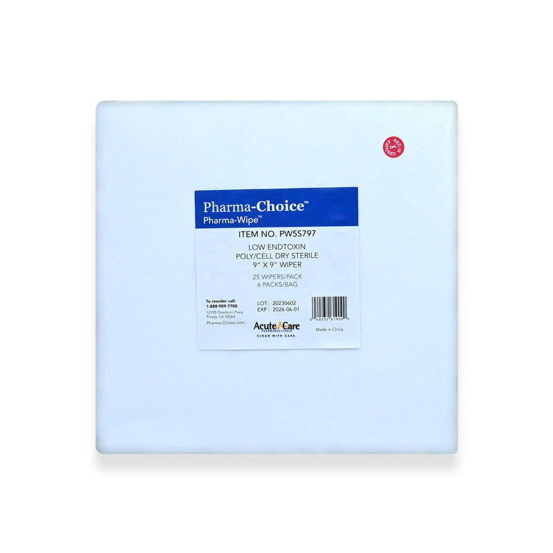 Acute Care Pharmaceuticals Cleanroom Wipe Pharma-Wipe 25 Count Bag 9 X 9 inch Sterile Disposable (72/CS) 