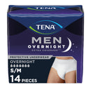 Tena Men Overnight Extra Coverage Protective Underwear, Heavy Absorbency, S/M (Case of 56)