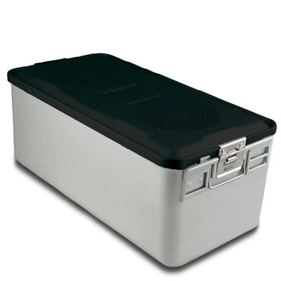 SklarLite Sterilization Container - Full-Size, Standard Lid, Perforated Bottom, 23" x 11" x 10", Black - 10-4214