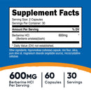 Dietary Supplement nutricost Berberine 600 mg Strength Capsule 60 Per Bottle (Case of 720)