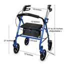 McKesson Folding Steel Four-Wheel Rollator, Blue (Each)