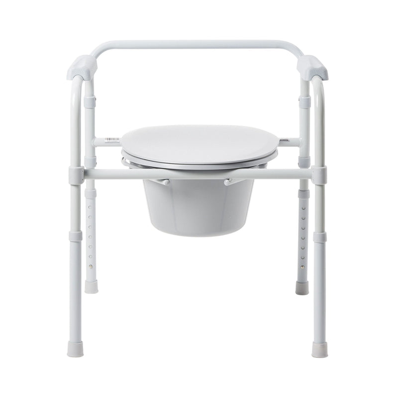 McKesson Brand McKesson Folding Fixed Arm Steel Commode Chair, 15½ – 21¾ Inch (4/CS) 