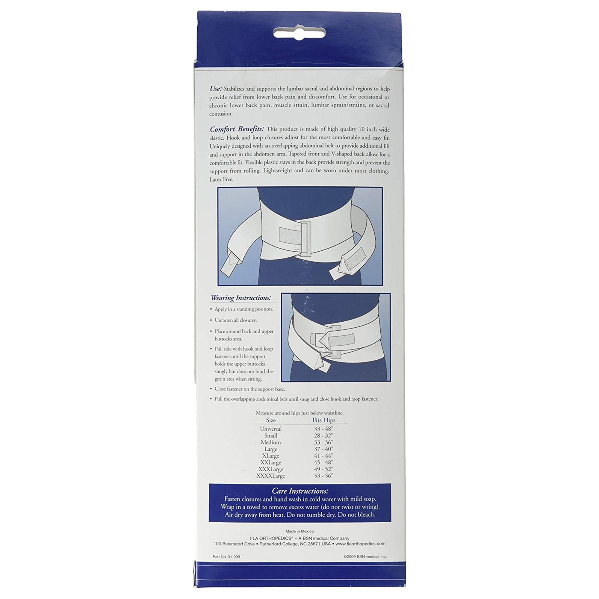 BSN Medical FLA Orthopedics Lumbar Sacral Support with Abdominal Belt, 3X-Large 