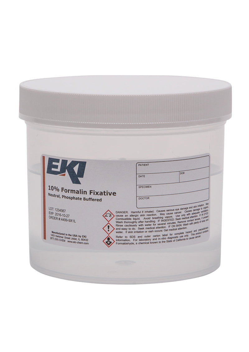 EK Industries Inc EKI Prefilled Formalin Container, 500 mL Fill in 1,000 mL (9/CS) 