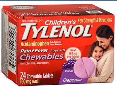 J & J Sales Tylenol Children's Pain + Fever Acetaminophen 160 mg Chewable Tablets Grape
