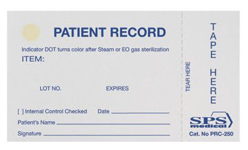 SPS Medical Sterilization Record Card for Tracking Sterilized items to Patient (Pack of 250)