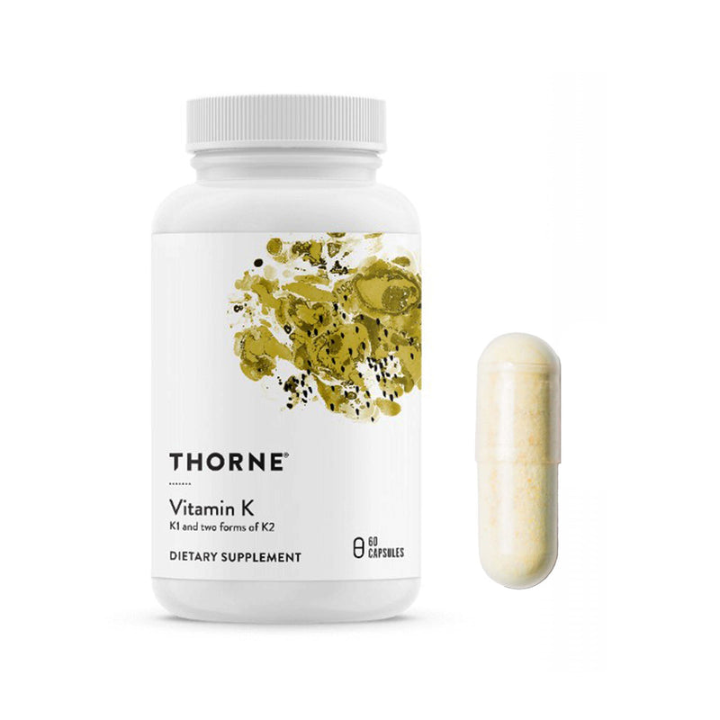 Dietary Supplement Thorne Vitamin K1 / Vitamin K2 (MK-4) / Vitamin K2 (MK-7) 1 mg - 5 mg - 90 mcg Capsule 60 Capsules Without Flavor (Bottle of 60)