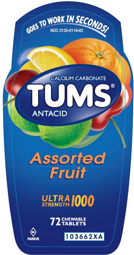 Glaxo Consumer Products Tums Ultra Strength 1000 Antacid Chewable Tablets Assorted Fruit 