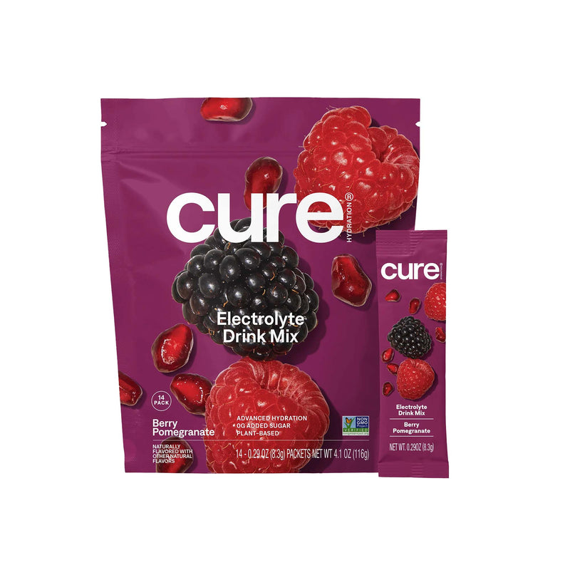 Cure Electrolyte Drink Mix made with Coconut Water, Berry, 7.7-gram Packets (Case of 168)