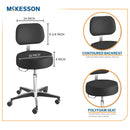 McKesson Pneumatic Exam Stool, Black, with Backrest (Each)