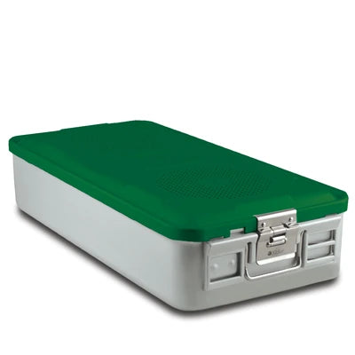 SklarLite Sterilization Container - Full-Size, Safe Lid, Non-Perforated Bottom, 23" x 11" x 5", Green - 10-4080