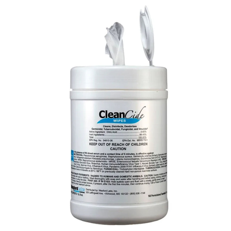 Surface Disinfectant Cleaner Cleancide Premoistened Germicidal Manual Pull Wipe 160 Count Canister Scented NonSterile (Case of 1920)