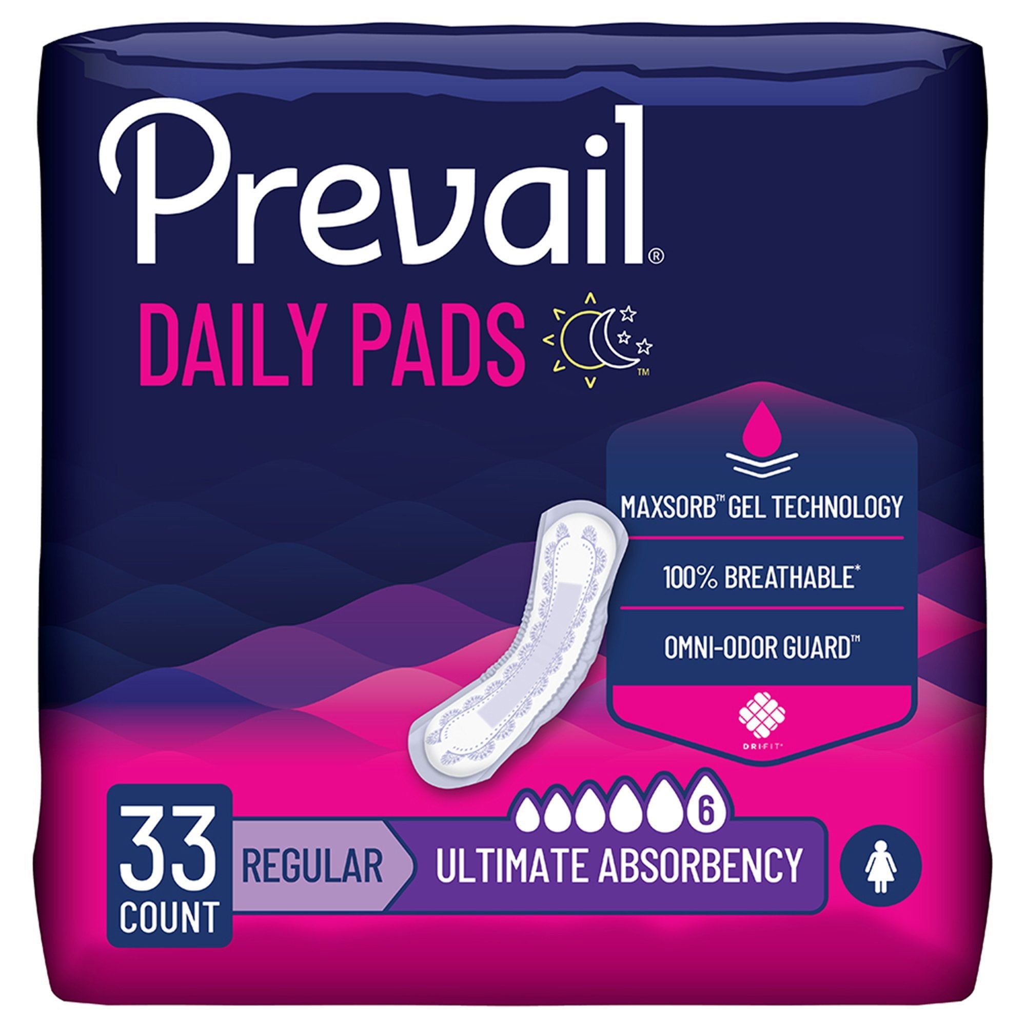 First Quality Products LLC Prevail Daily Pads Ultimate Bladder Control Pad, 16-Inch Length (132/CS) 