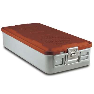 SklarLite Sterilization Container - Full-Size, Safe Lid, Perforated Bottom, 23" x 11" x 5", Red - 10-4088 