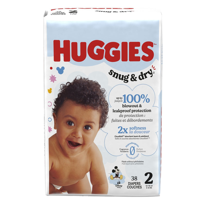 Kimberly Clark Unisex Baby Diaper Huggies Snug & Dry Size 2 Disposable Heavy Absorbency (152/CS)