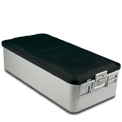 SklarLite Sterilization Container - Full-Size, Safe Lid, Non-Perforated Bottom, 23" x 11" x 6", Black - 10-4130