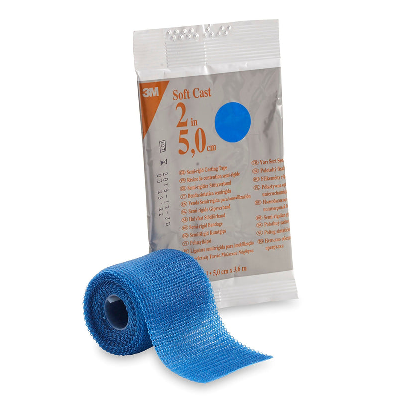 Cast Tape 3M Scotchcast Soft Cast Semi-Rigid 2 Inch X 12 Foot Fiberglass Blue (Case of 10)