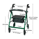 McKesson Folding Aluminum Four-Wheel Rollator, Green (Each)