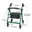 McKesson Folding Aluminum Four-Wheel Rollator, Green 