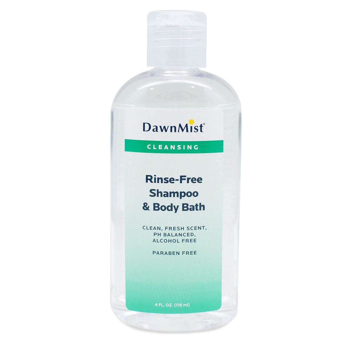 DawnMist No-Rinse Shampoo and Body Wash, Scented, 4-ounce Bottle (Case of 96)