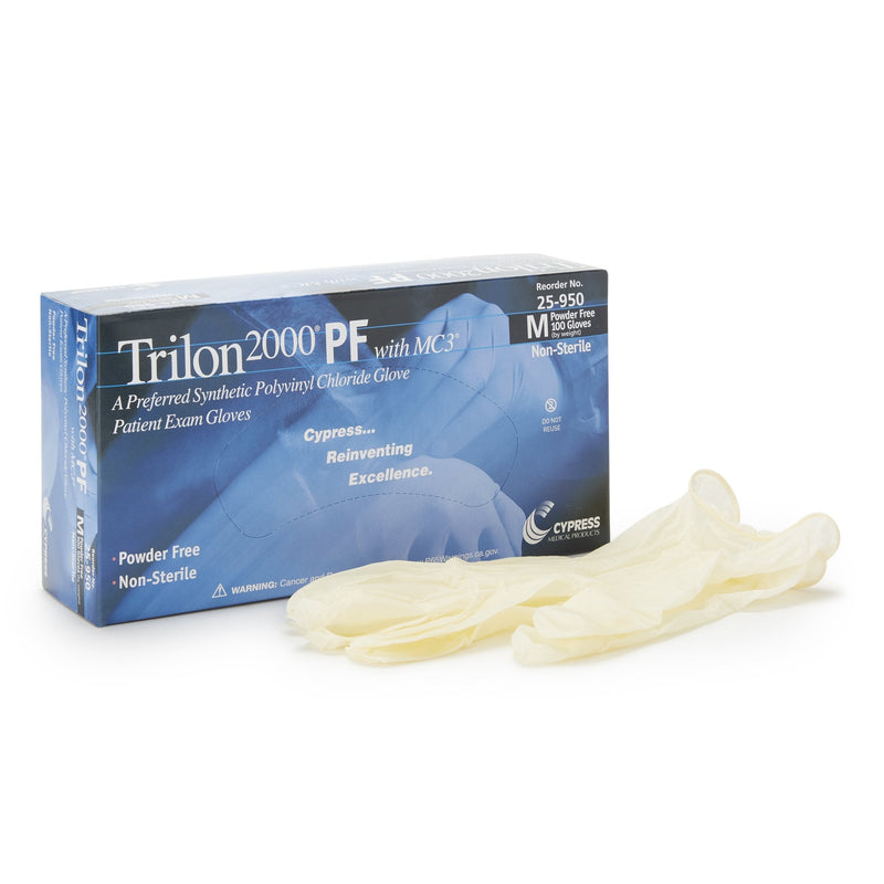 McKesson Brand Trilon 2000 PF with MC3 Stretch Vinyl Exam Glove, Medium, Ivory (1000/CS) 