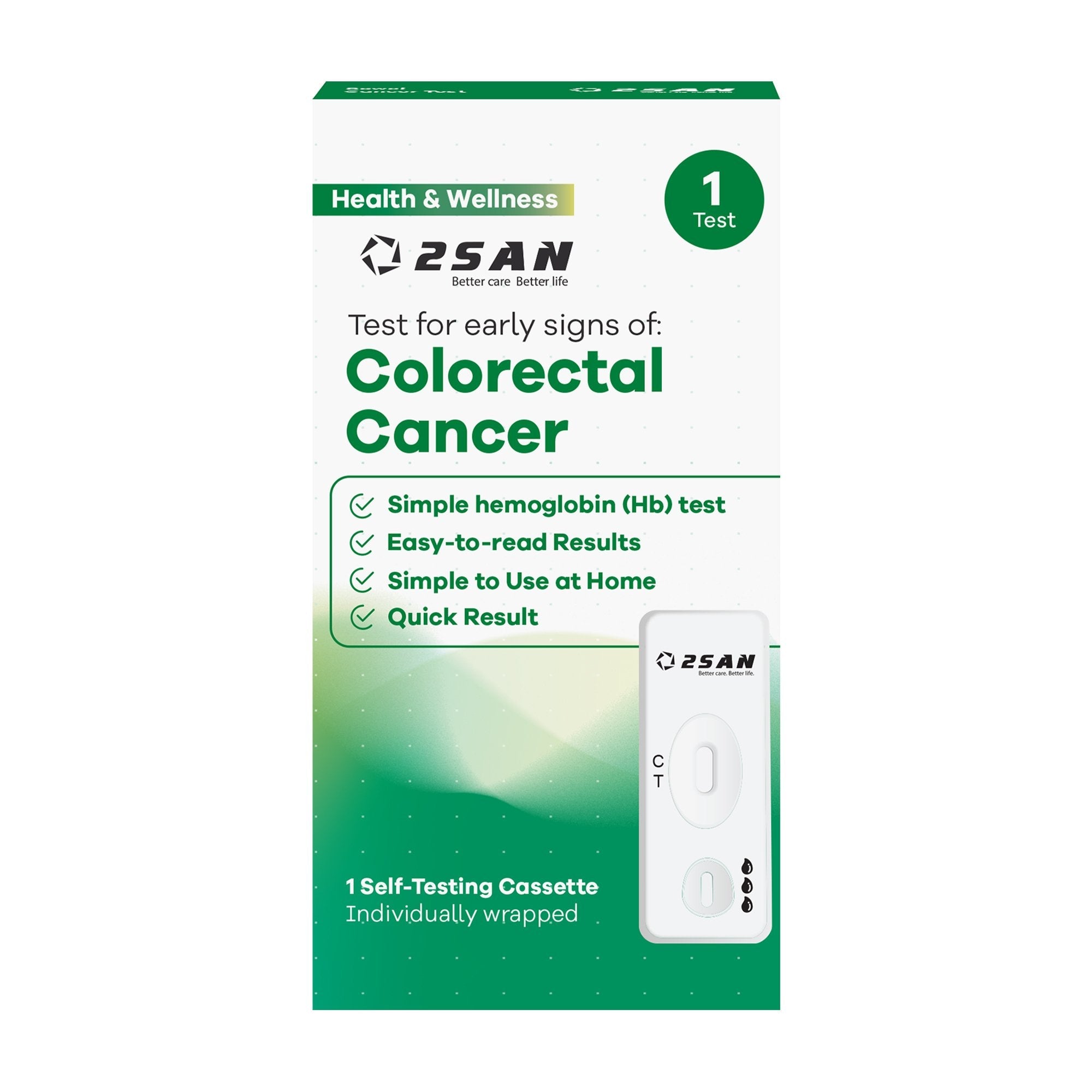 2San LLC Cancer Screening Test Kit 2San Fecal Occult Blood Test (iFOB or FIT) 1 Test per Kit (24 Kits per Case) CLIA Waived (24/CS) 