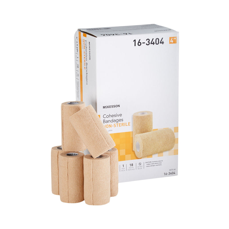 McKesson Self-adherent Closure Cohesive Bandage, 4 Inch x 5 Yard (Case of 18 Packs)